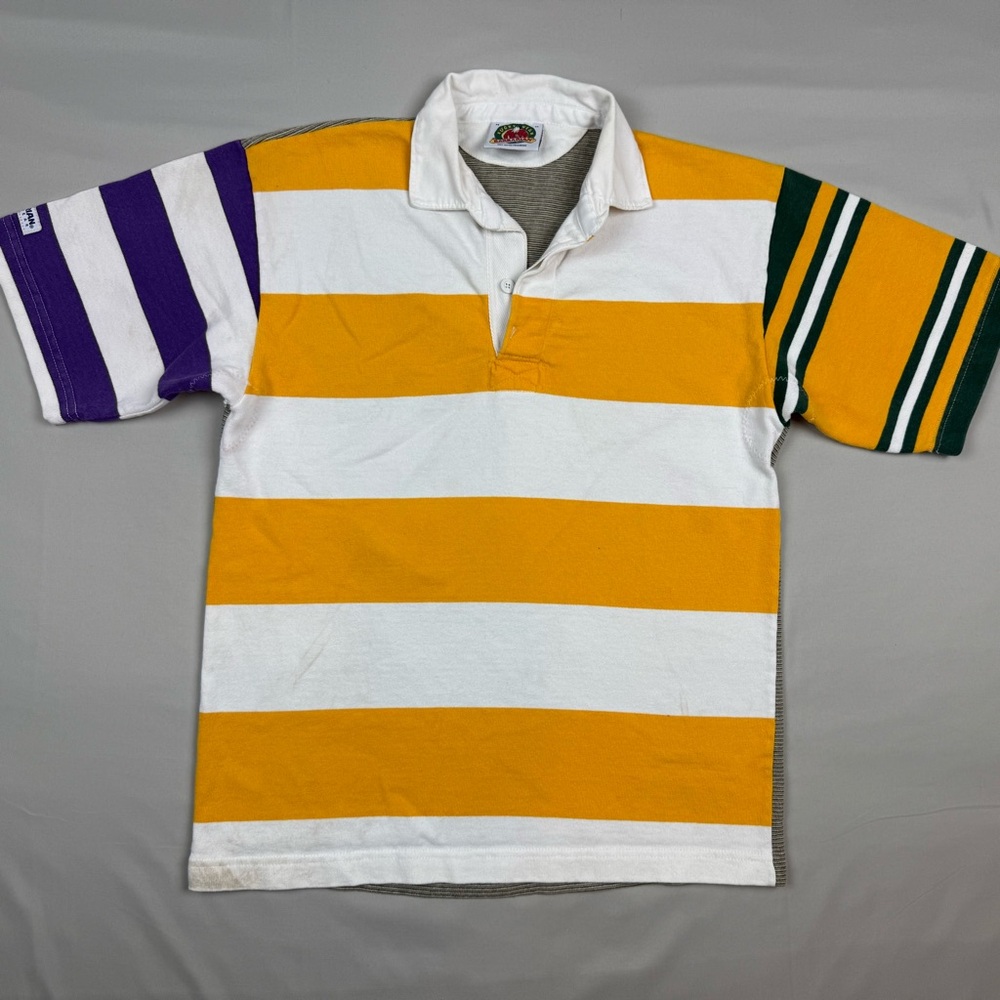 Barbarian Mens Rugby Polo Shirt Sz Medium Color Block Striped C7